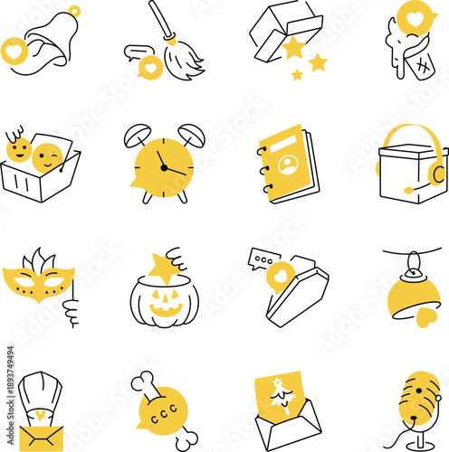 Collection of Communication Doodle Style Illustrations 
