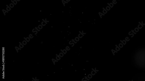 Soft white dust particles rising slowly against a black background