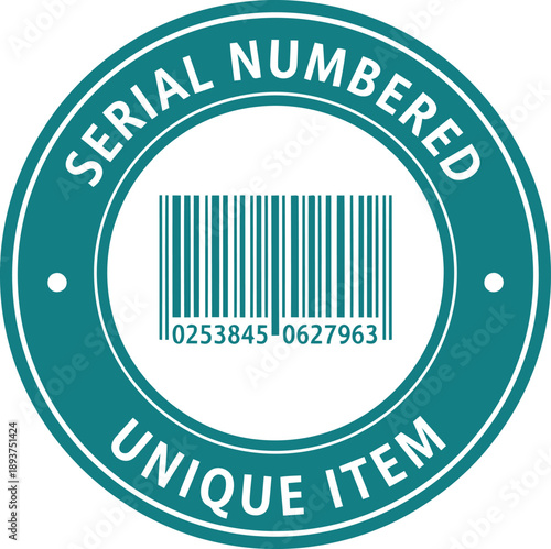 Serial Numbered Unique Item Barcode Seal Icon for Product Authentication and Inventory Management