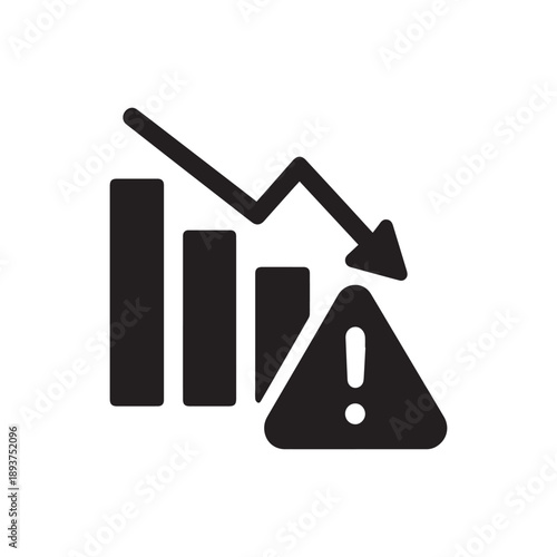 Risk management financial warning chart silhouette icon