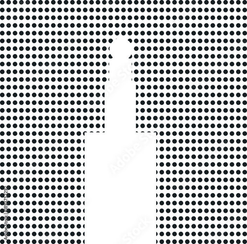 A bottle is cut out in the dense texture in the form of dots.
