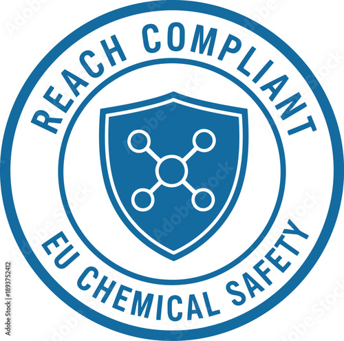 REACH Compliant Badge Icon for EU Chemical Safety Regulation and Certification Label Design
