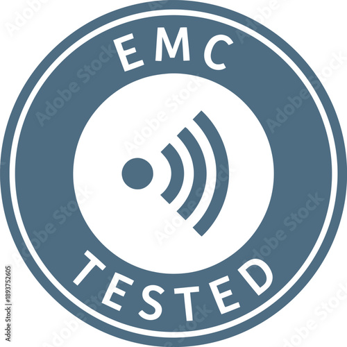 EMC Tested Certified Badge Icon for Electromagnetic Compatibility Compliance and Product Safety