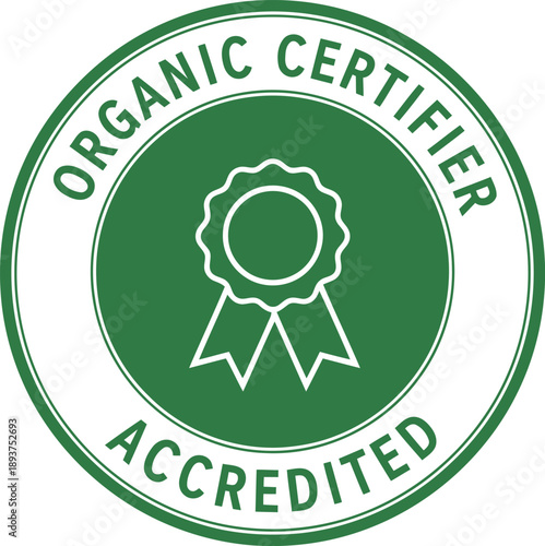 Green Organic Certifier Accredited Badge Vector for Eco-Friendly Certification and Natural Product Labeling