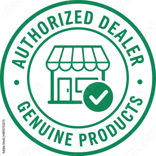 Authorized Dealer Badge Vector – Genuine Products Certification Seal for Retail and E-commerce