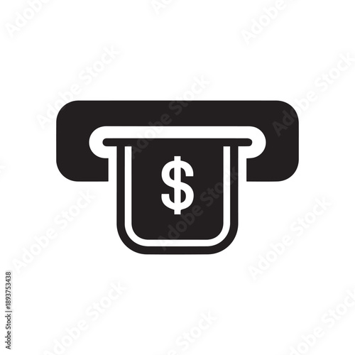 Atm cash withdrawal banking money silhouette icon