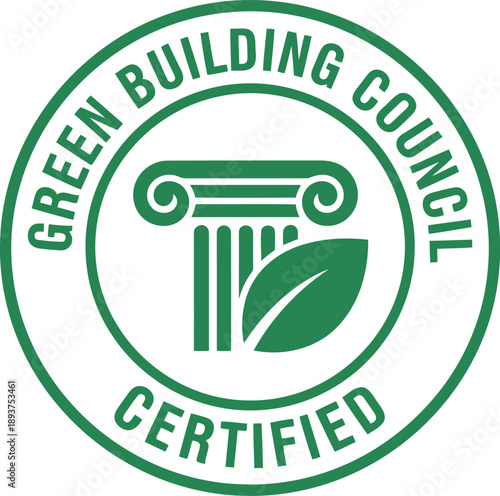 Green Building Council Certified Badge Vector – Eco Friendly Sustainable Architecture Certification Logo