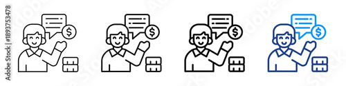 Financial Advisor Icon Different Style Outline Collection Set.