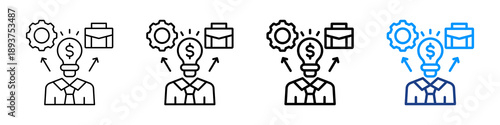 Entrepreneur Icon Different Style Outline Collection Set.
