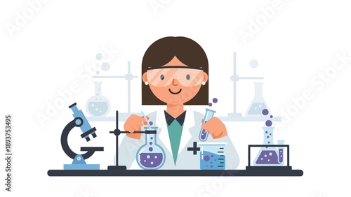 Female Scientist in Laboratory Setting Experimenting.