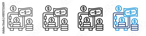 Cash Reserve Icon Different Style Outline Collection Set.