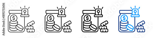 Emergency Fund Icon Different Style Outline Collection Set.
