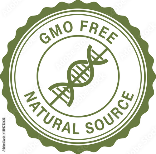GMO Free Natural Source Badge Vector – Organic Non-GMO Certified Food Label Design