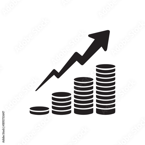 Wealth accumulation and financial growth stacked coin silhouette