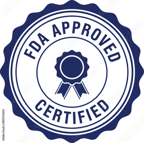 FDA Approved Certified Badge Vector Icon – Official Medical Product Seal for Packaging and Marketing