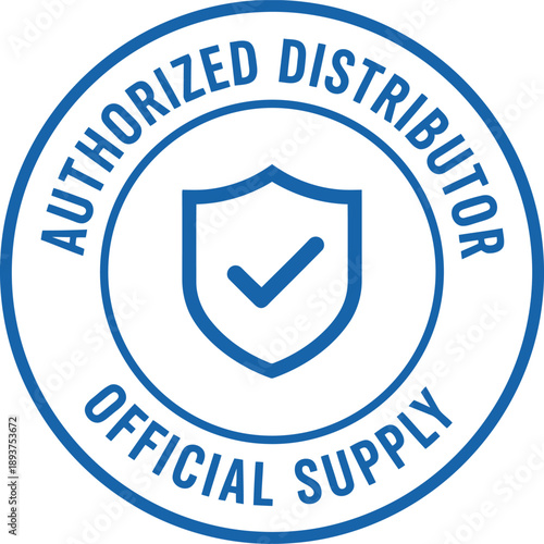 Authorized Distributor Badge with Shield and Checkmark for Official Supply Certification