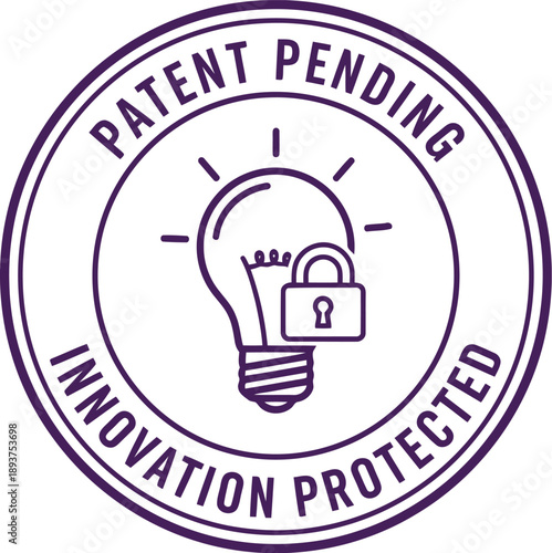 Patent Pending Innovation Protected Badge with Light Bulb and Lock Icon for Intellectual Property Security