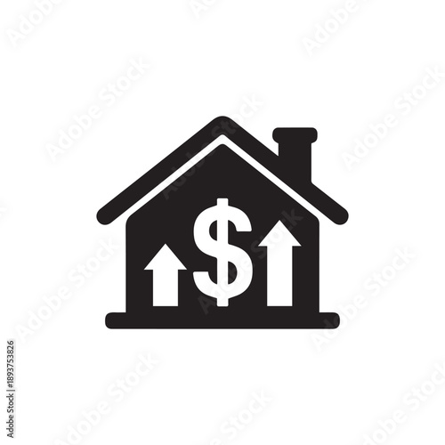 Home loan and property value growth silhouette icon