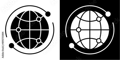 Global Network  Icon Set White Glyph Style Collection