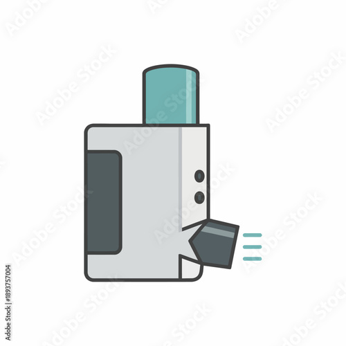 Stylized illustration of a handheld electronic vaporizer device emitting vapor lines