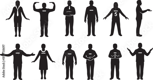 Diverse group of people in various poses and outfits