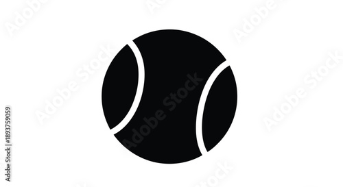 Simple black and white illustration of a tennis ball on a white background