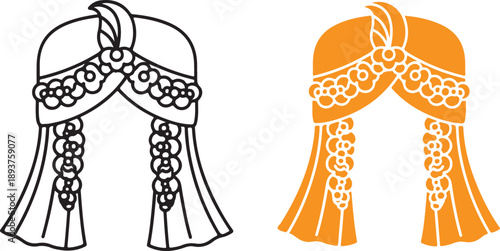 Traditional sehra designs vector set isolated on white background, illustration