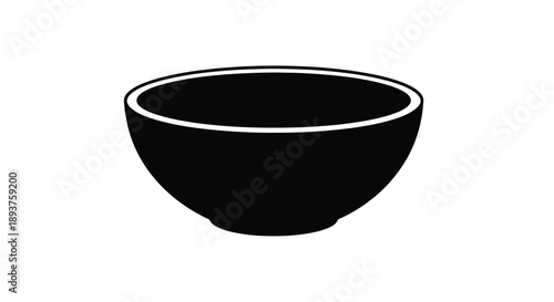 Simple black bowl with a white rim isolated on a white background