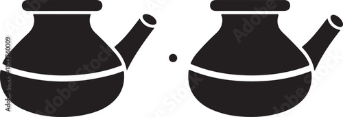 Two traditional teapots side by side isolated on white background, illustration