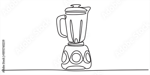 Continuous line drawing of a kitchen blender, a single line art illustration of a home appliance Vector, illustration