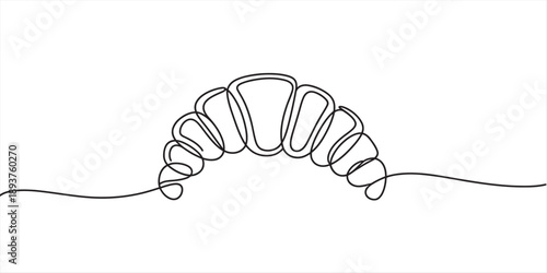 A minimalist illustration of a croissant created with a continuous line art technique Vector, illustration