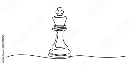 Continuous line art illustration of a chess king piece in black color Vector, illustration