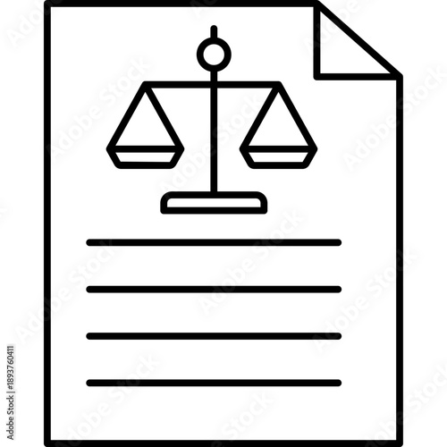 Court Order Line Icon – Legal Document, Judicial Order, Law and Justice Vector