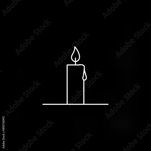 Simple white candle flame icon.