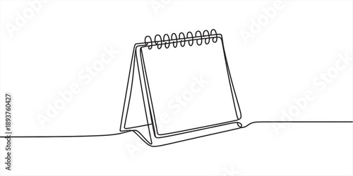 A continuous line drawing of a minimalist desk calendar with spiral binding Vector, illustration
