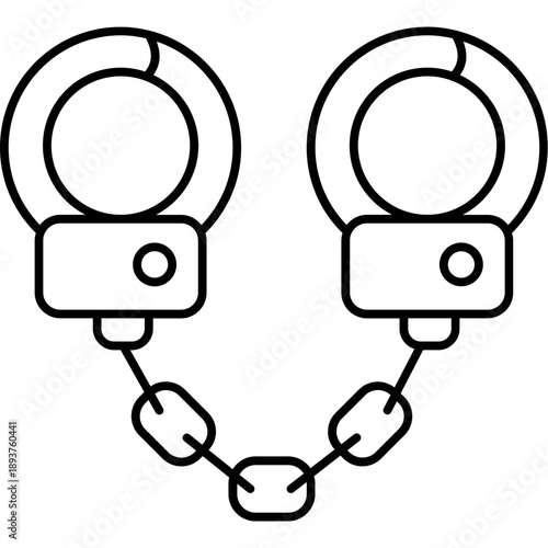 Handcuffs Line Icon – Arrest, Law Enforcement, Criminal Justice Vector