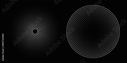 Create a bold look with a centric circle background featuring vector graphics of sound waves.