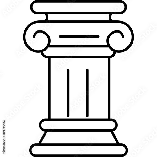 Pillar Line Icon – Law and Justice, Government Building, Court Architecture Vector