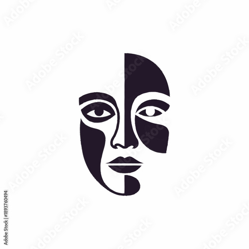 Abstract Black and White Face Art.
