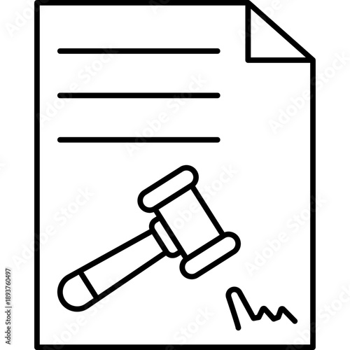 Legal Order Line Icon – Court Order, Law Document, Justice Vector