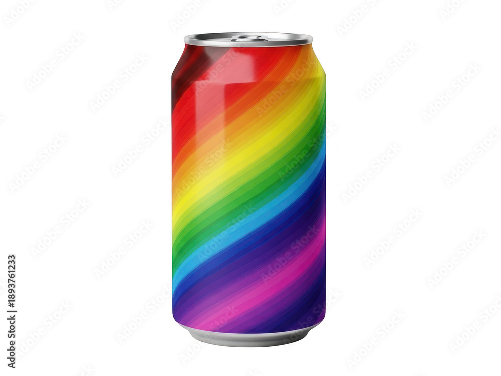 Fototapeta premium Rainbow colored soda can isolated on transparent background