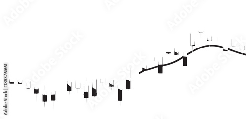 A financial chart showing a rising and falling
stock market pattern