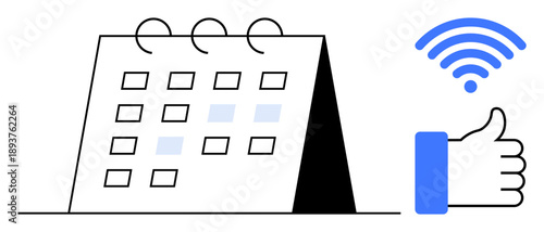 Digital scheduling concept. Calendar with modern wireless connectivity indicating online planning tools. Digital scheduling provides seamless remote collaboration. For time management apps