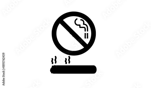 Extinguished cigarette butts with no smoking prohibition sign health awareness vector