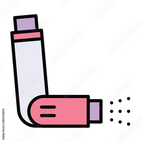 Medicine Inhaler Icon, Medical And Healthcare Related Lineal Colour Style Vector Icon.