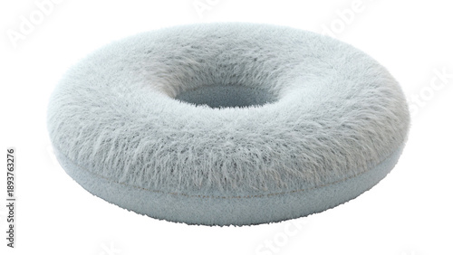 Fluffy donut with soft gray fur texture