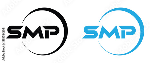 SMP Letter Logo Design. Modern SMP logo designs in black and blue for business branding. 