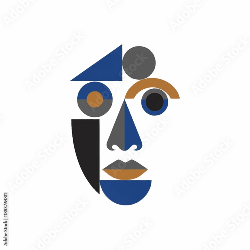 Abstract Geometric Face Art Composition.