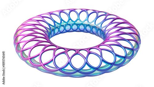 Vibrant 3D torus with iridescent gradient effect
