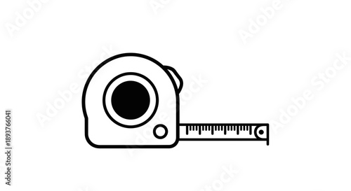 Minimalist Tape Measure Line Art Icon - Construction Tool Symbol